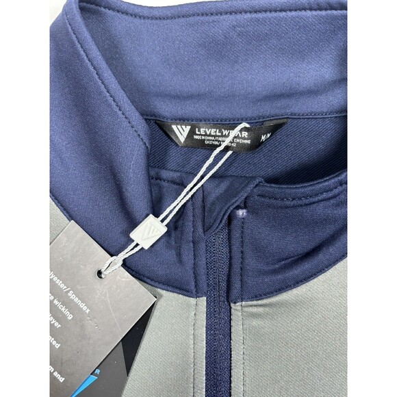NWT | Levelwear Men’s 1/4th Zip Golf Jacket | M | Navy/Striped - Picture 3 of 3